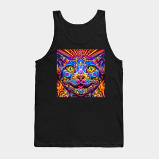 Kosmic Kitty (5) - Trippy Psychedelic Cat Tank Top